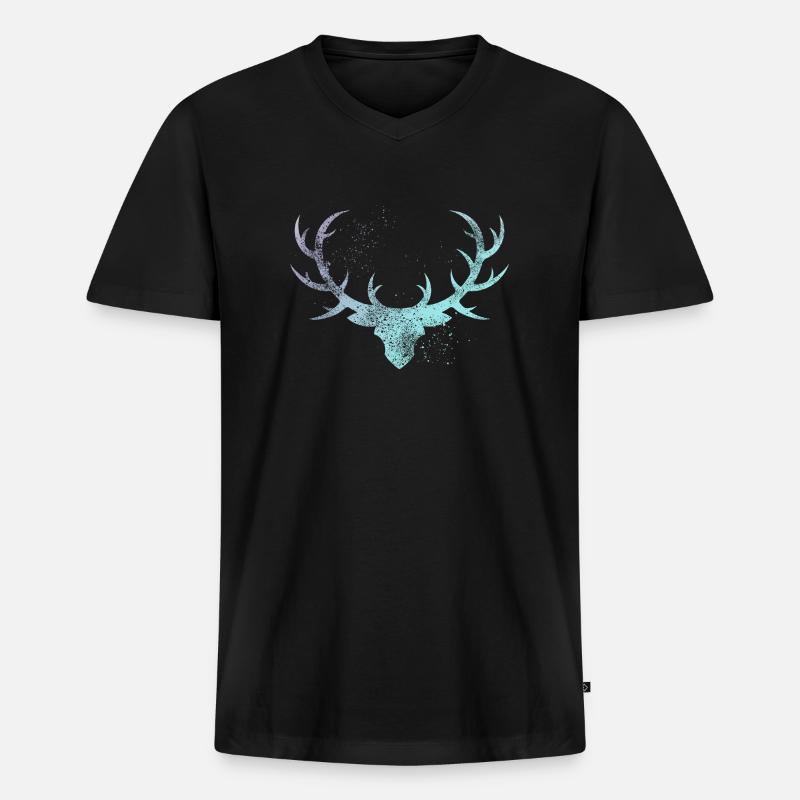 Geweih - Männer Premium Bio T-Shirt mit V-Ausschnitt - Schwarz