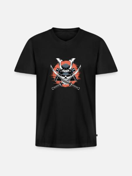 Japanese Samurai Warrior - Men's Premium Organic T-shirt with V-neck - black