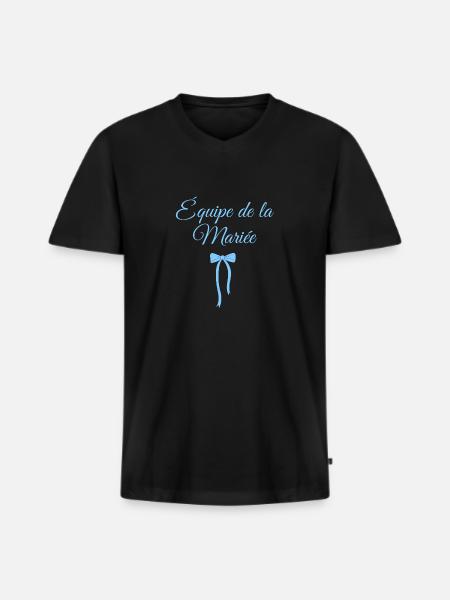 Team The Bride Blue Bow - Men's Premium Organic T-shirt with V-neck - black