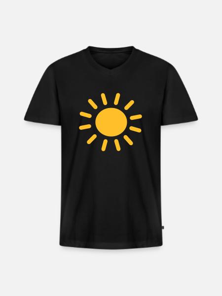 Sonne - Männer Premium Bio T-Shirt mit V-Ausschnitt - Schwarz