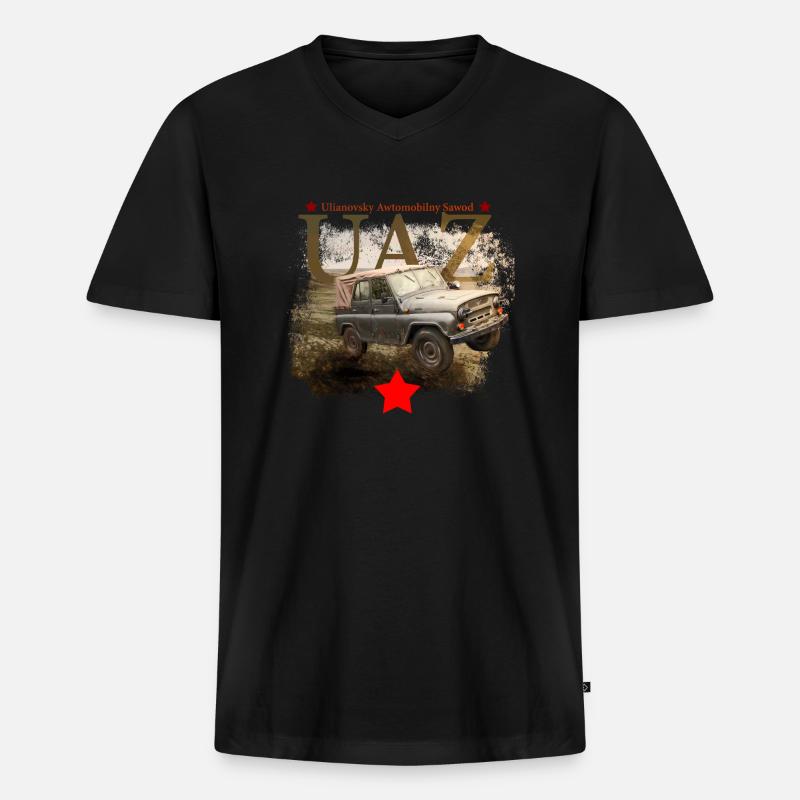 uaz - Männer Premium Bio T-Shirt mit V-Ausschnitt - Schwarz
