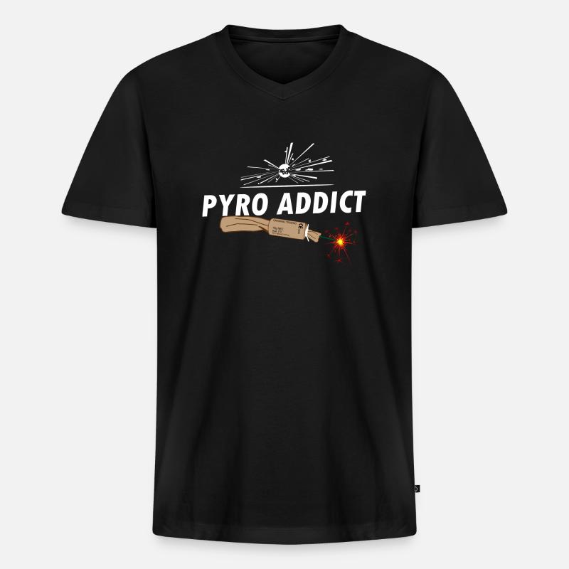 Pyro Trueno addict Fireworks - Männer Premium Bio T-Shirt mit V-Ausschnitt - Schwarz