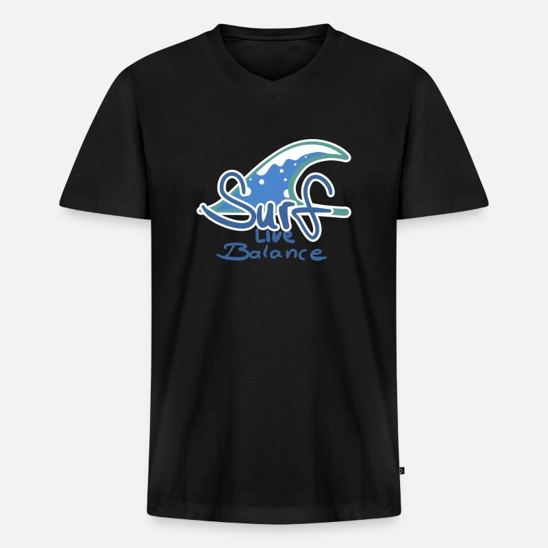 Surf Logo - Männer Premium Bio T-Shirt mit V-Ausschnitt - Schwarz