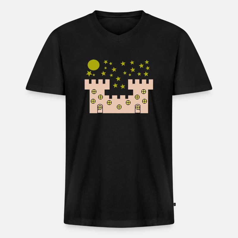 castle - Männer Premium Bio T-Shirt mit V-Ausschnitt - Schwarz