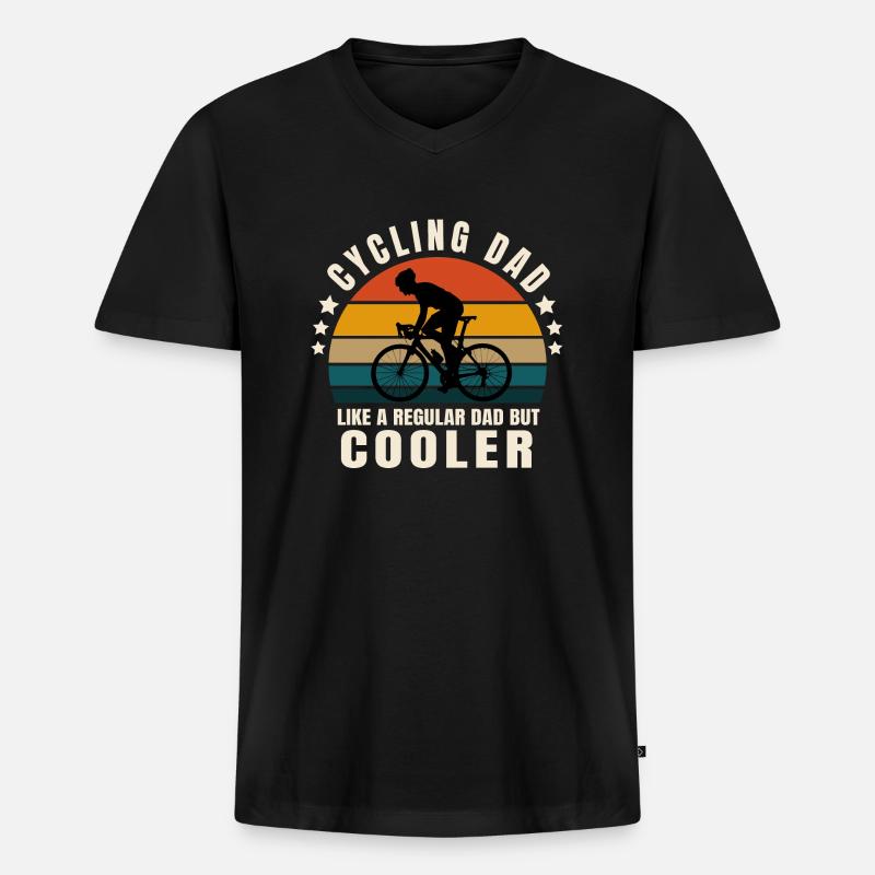 Fahrradpapa - Männer Premium Bio T-Shirt mit V-Ausschnitt - Schwarz