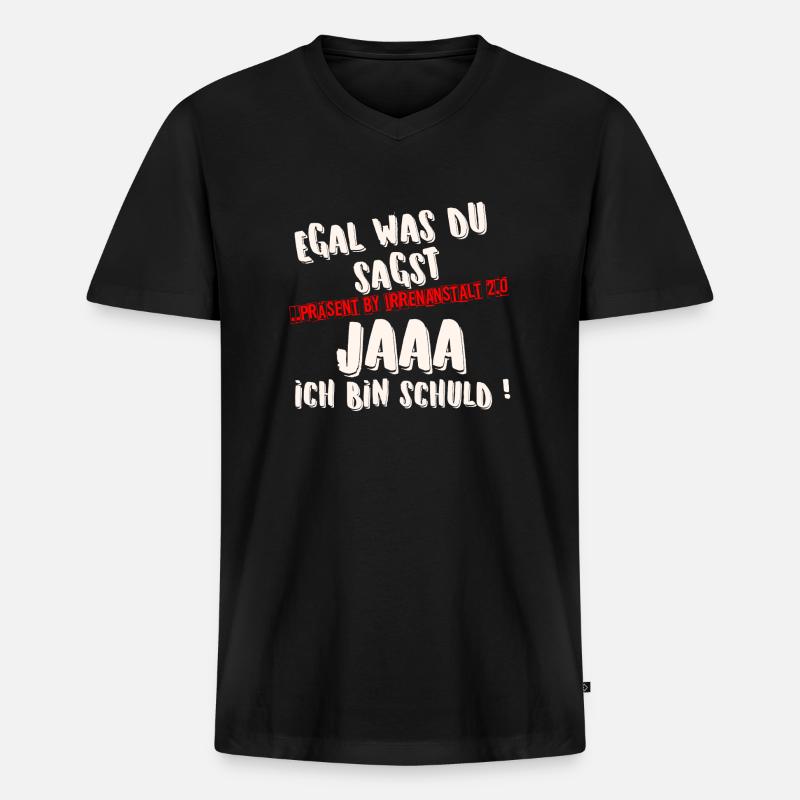 ICH BIN SCHULD - Männer Premium Bio T-Shirt mit V-Ausschnitt - Schwarz