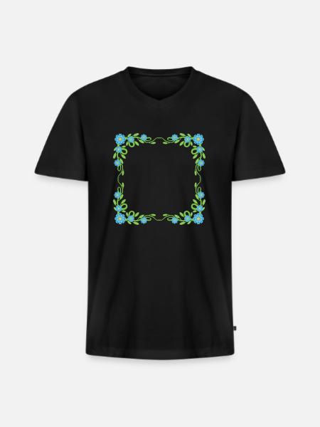 Flowers wreath frame - Men's Premium Organic T-shirt with V-neck - black
