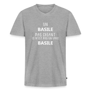 Un basile pas chiant ce n'est pas un vrai basile - T-shirt encolure en V Premium bio Homme - gris chiné - Devant