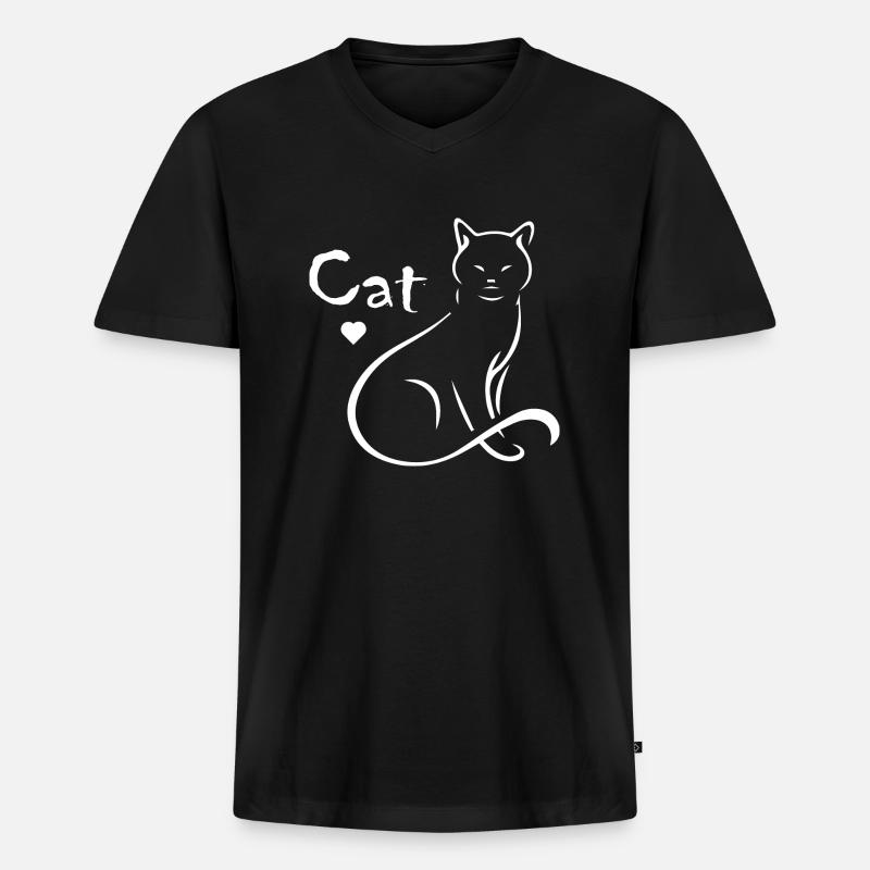 Cat Katze - Männer Premium Bio T-Shirt mit V-Ausschnitt - Schwarz