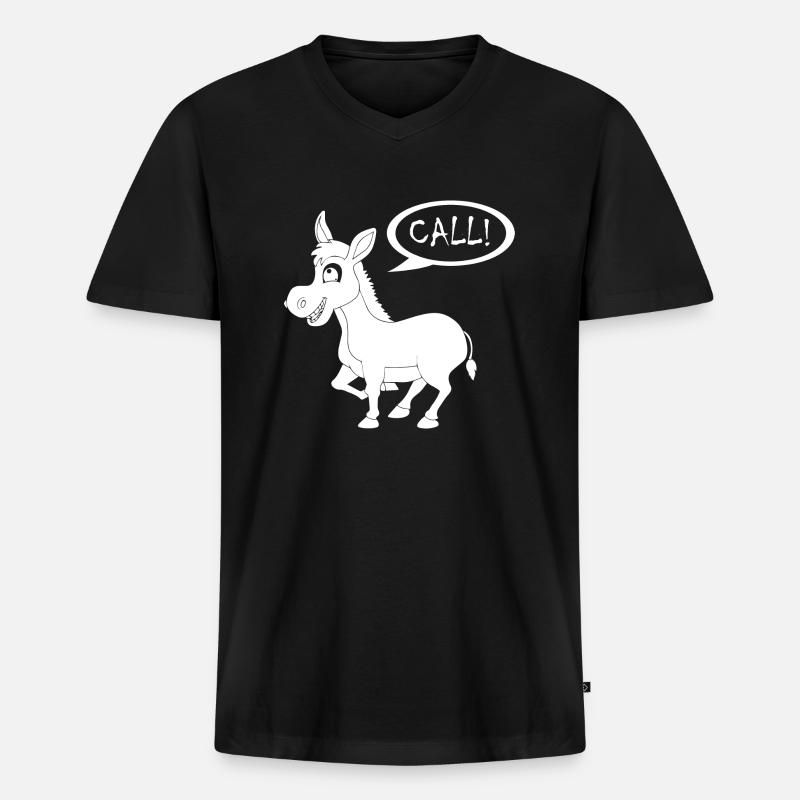 Donkey Esel - Männer Premium Bio T-Shirt mit V-Ausschnitt - Schwarz