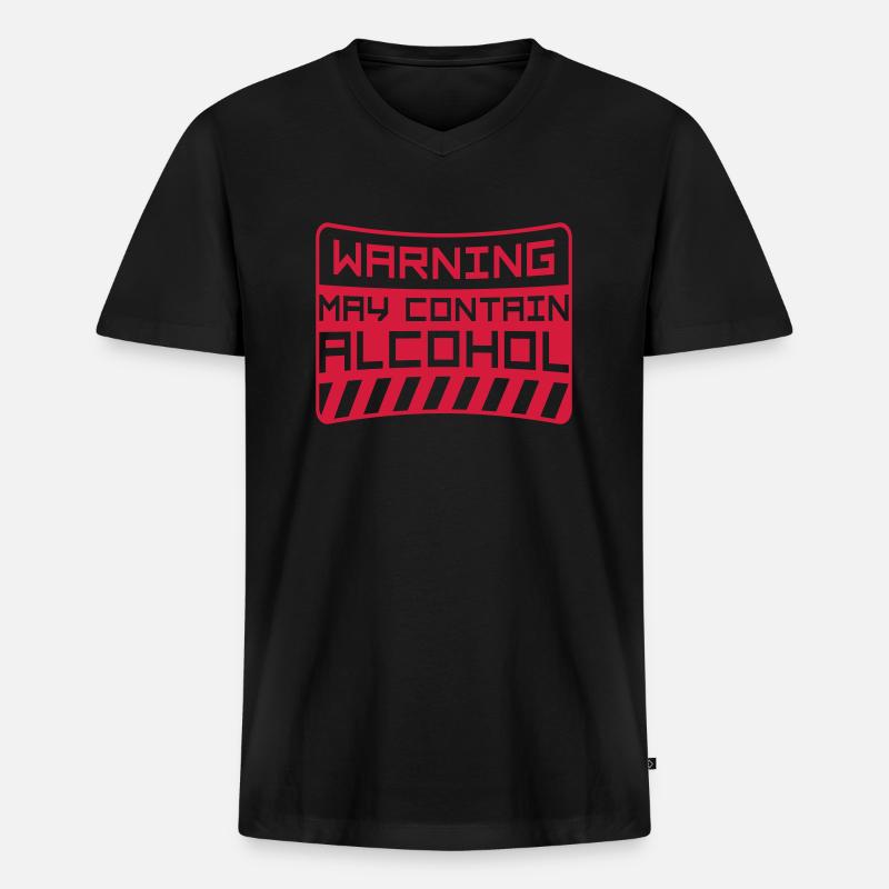 Spruch May Contain Alcohol - Männer Premium Bio T-Shirt mit V-Ausschnitt - Schwarz