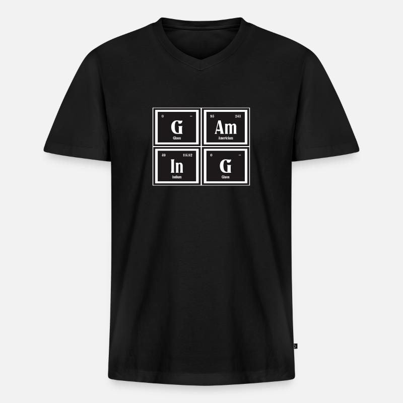 Gaming-| Periodensystem der Elemente - Männer Premium Bio T-Shirt mit V-Ausschnitt - Schwarz