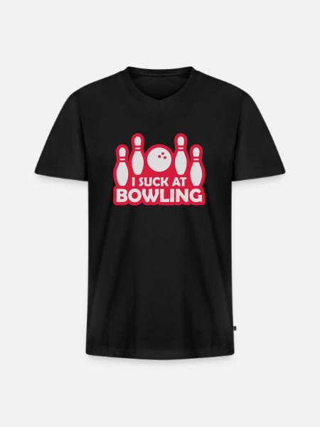 I suck at bowling - Men's Premium Organic T-shirt with V-neck - black