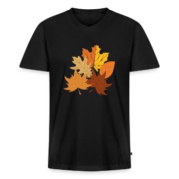 Automne - T-shirt encolure en V Premium bio Homme - noir - Devant - Nico (187cm)