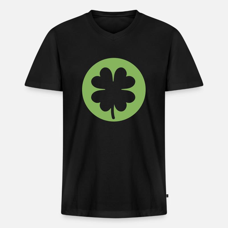 Trèfle vert pour la Saint-Patrick - T-shirt encolure en V Premium bio Homme - noir
