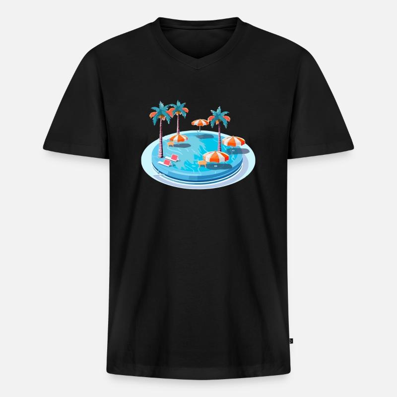 Ein Traumpool - Männer Premium Bio T-Shirt mit V-Ausschnitt - Schwarz