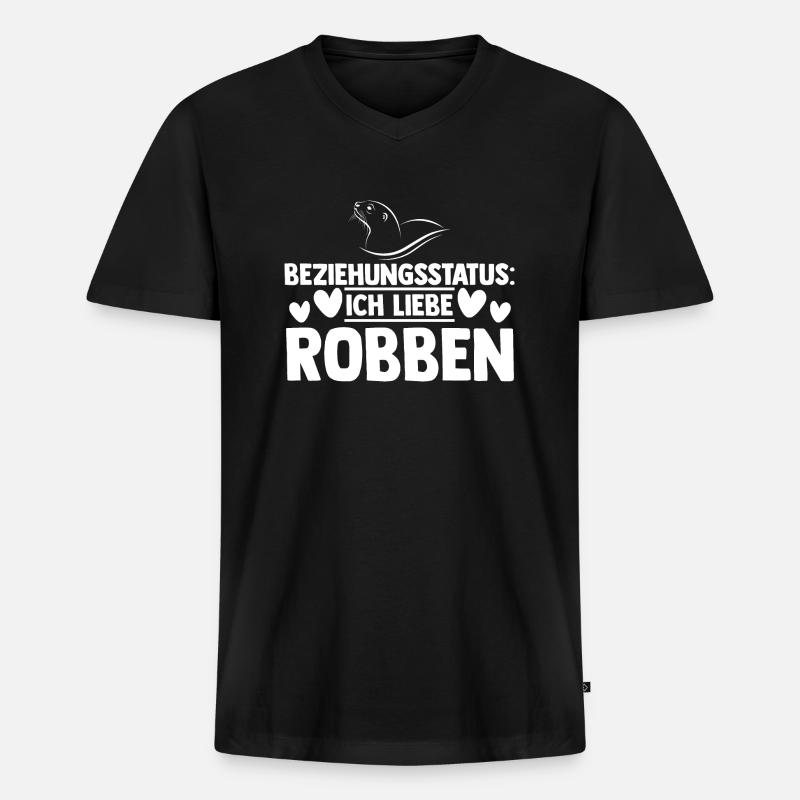 Seehund Seelöwe Robbe - Männer Premium Bio T-Shirt mit V-Ausschnitt - Schwarz
