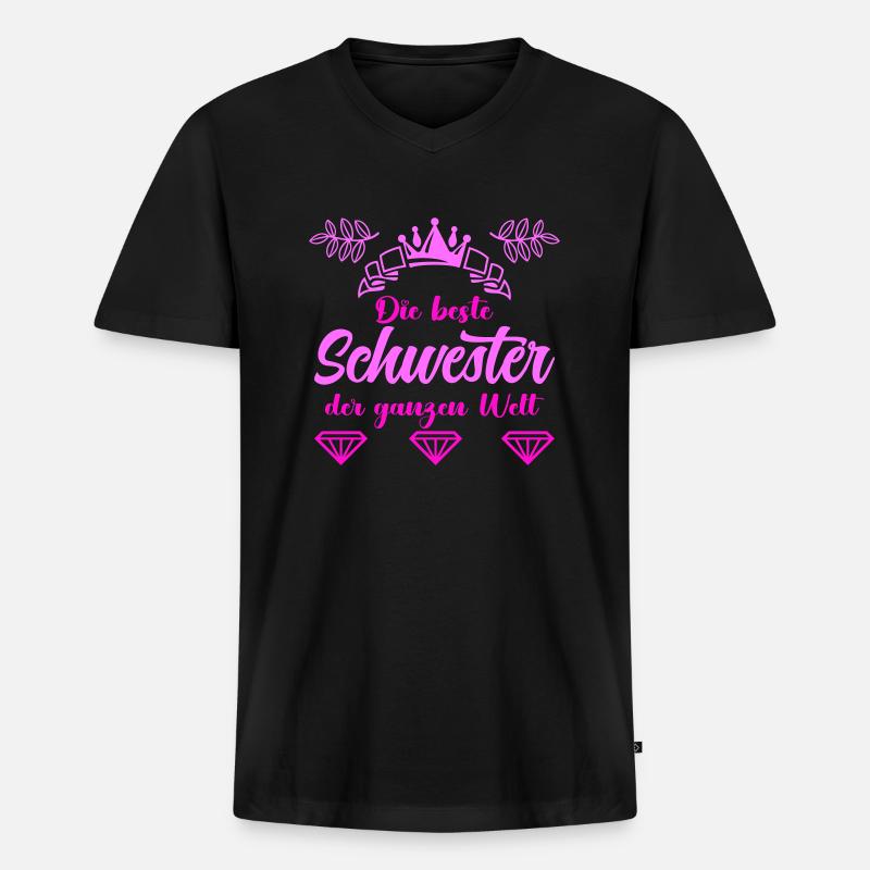 beste schwester - Männer Premium Bio T-Shirt mit V-Ausschnitt - Schwarz