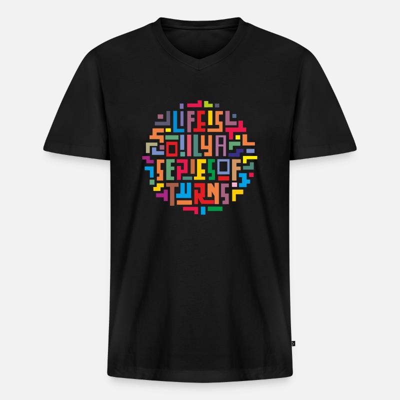 Regenbogen-Buchstaben-Puzzle - Männer Premium Bio T-Shirt mit V-Ausschnitt - Schwarz