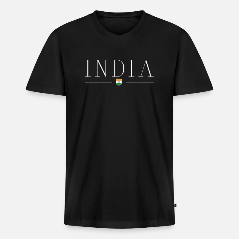 Ich liebe Indien - Männer Premium Bio T-Shirt mit V-Ausschnitt - Schwarz