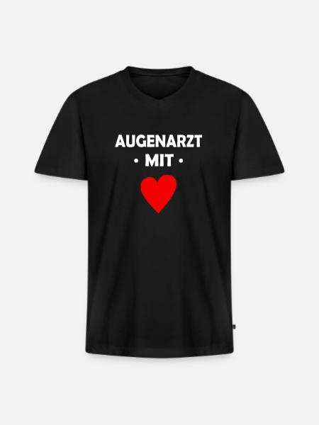 Augenarzt mit Herz - Männer Premium Bio T-Shirt mit V-Ausschnitt - Schwarz