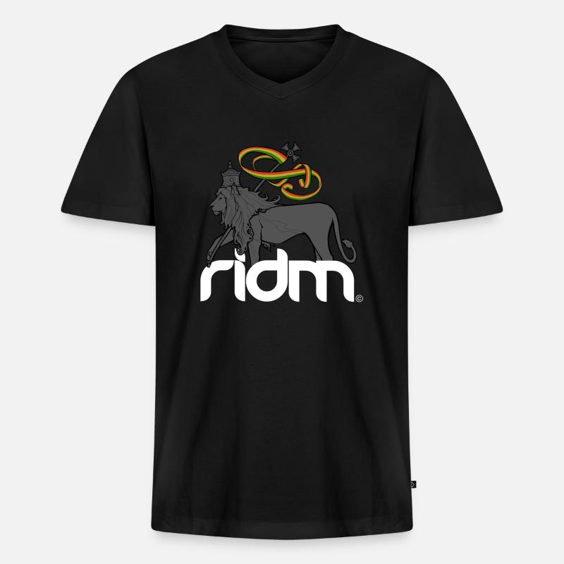 ridm lion - Männer Premium Bio T-Shirt mit V-Ausschnitt - Schwarz