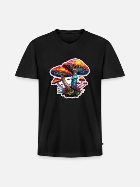 Champignons magiques - T-shirt encolure en V Premium bio Homme - noir