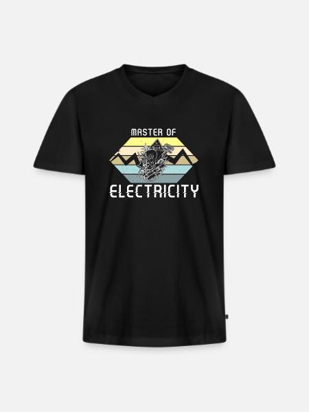 Master of electricity Elektriker Lichttechniker - Männer Premium Bio T-Shirt mit V-Ausschnitt - Schwarz