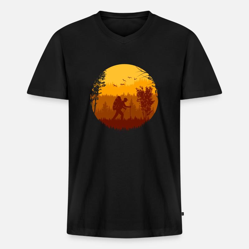 Wanderreise - Männer Premium Bio T-Shirt mit V-Ausschnitt - Schwarz