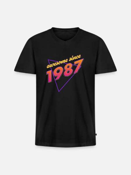 Rétro - Awesome since 1987 - T-shirt encolure en V Premium bio Homme - noir