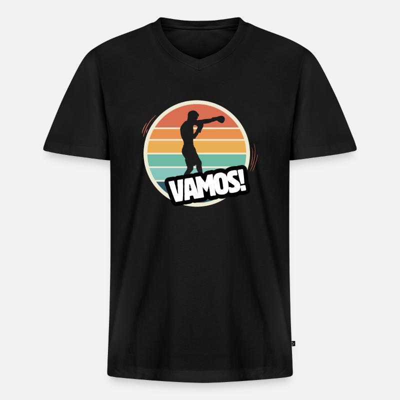Vamos Retro-Boxen - Männer Premium Bio T-Shirt mit V-Ausschnitt - Schwarz