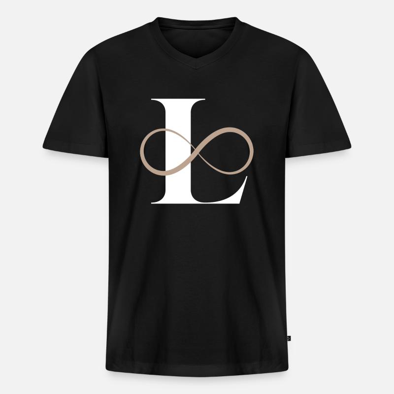 Unendlicher Buchstabe - Männer Premium Bio T-Shirt mit V-Ausschnitt - Schwarz
