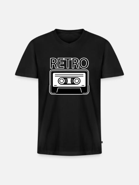 Oldschool Cassette - RETRO Design - Men's Premium Organic T-shirt with V-neck - black