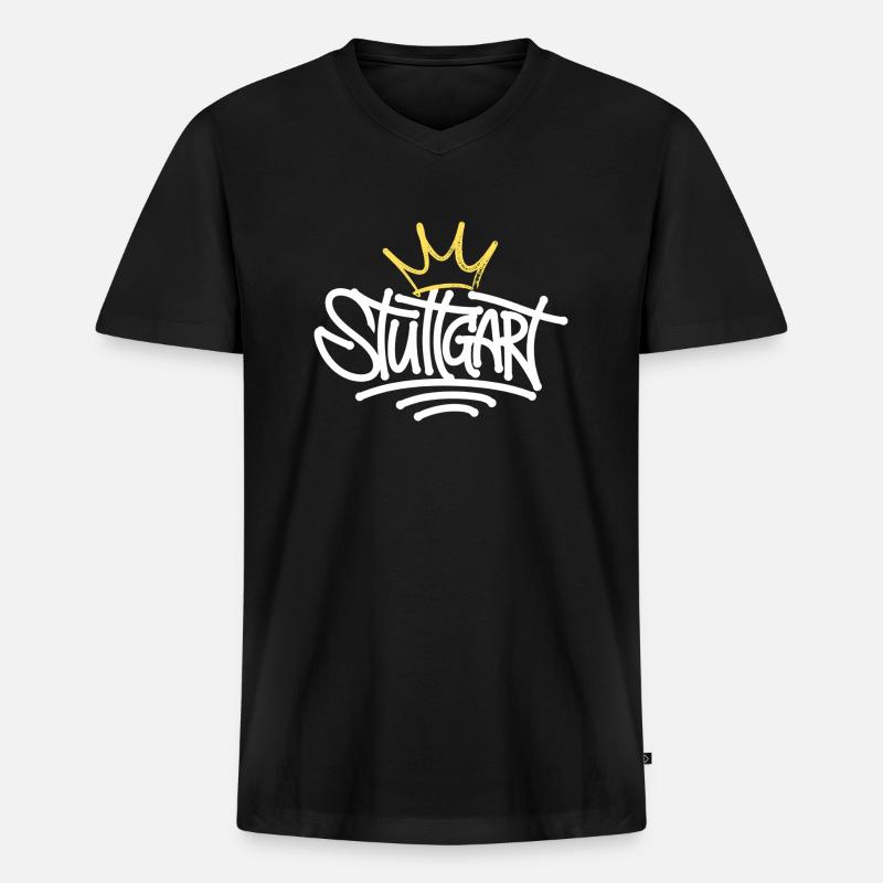 Stuttgart Graffiti - Männer Premium Bio T-Shirt mit V-Ausschnitt - Schwarz