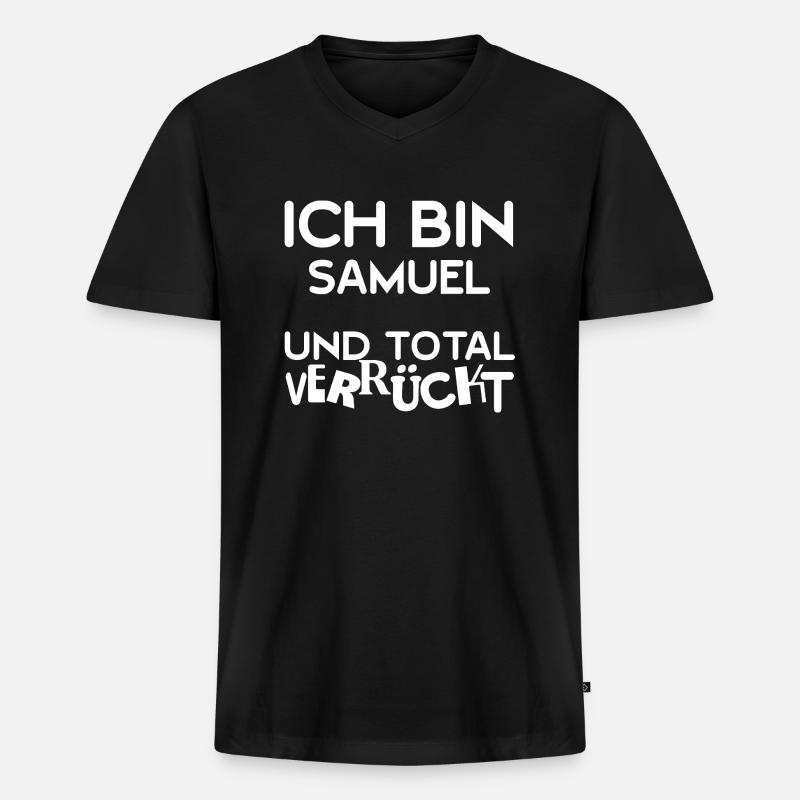Samuel - Männer Premium Bio T-Shirt mit V-Ausschnitt - Schwarz