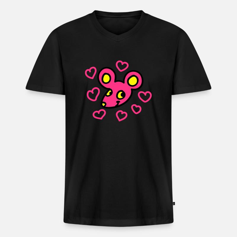 Verliebte Maus 3 - Männer Premium Bio T-Shirt mit V-Ausschnitt - Schwarz