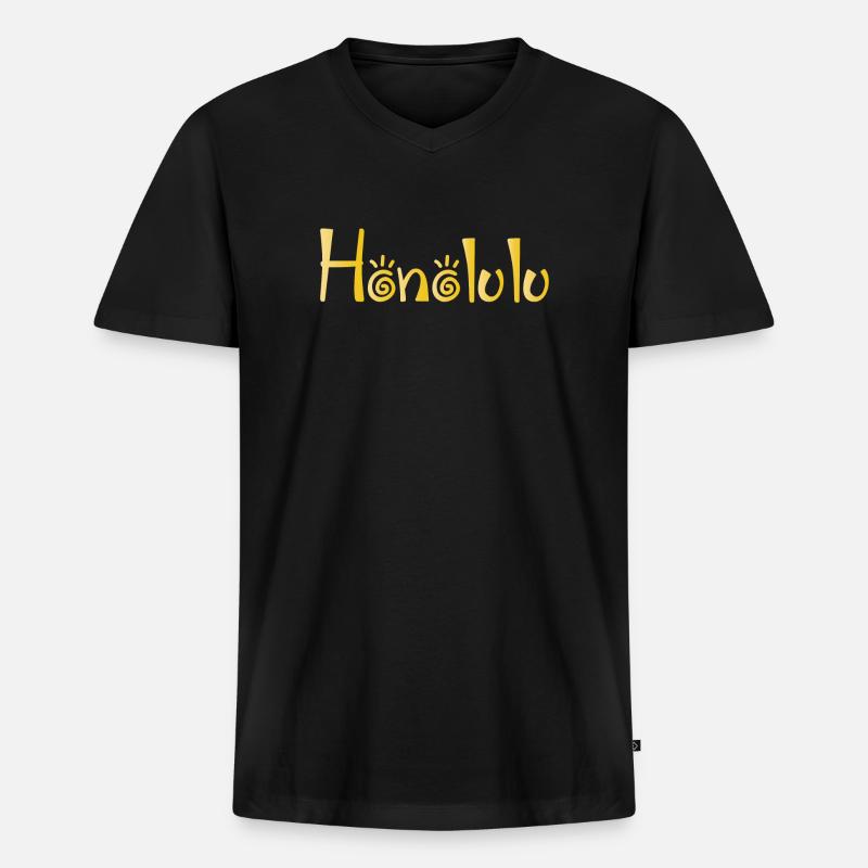 Honolulu - Männer Premium Bio T-Shirt mit V-Ausschnitt - Schwarz