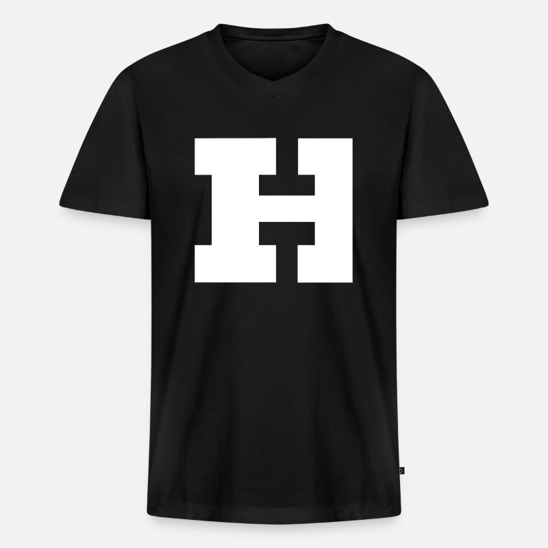 Harvard H varsity - Premium økologisk T-shirt med V-hals til mænd - sort