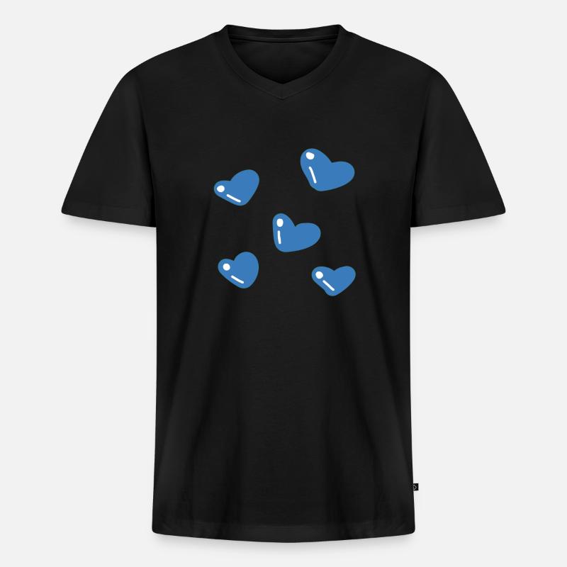 blaue herzen - Männer Premium Bio T-Shirt mit V-Ausschnitt - Schwarz