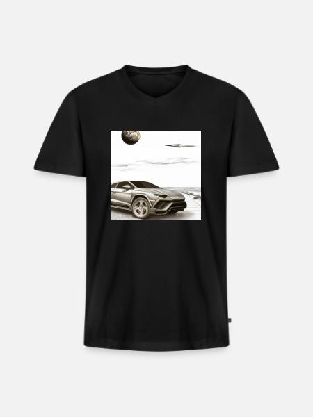 SUV on the beach - Men's Premium Organic T-shirt with V-neck - black