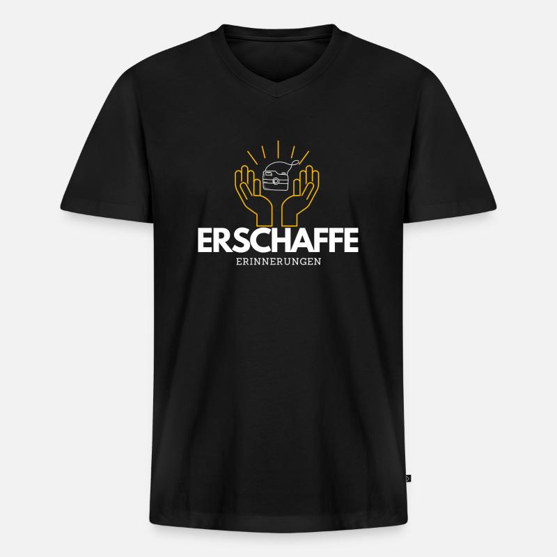 Erschaffe Erinnerungen - Männer Premium Bio T-Shirt mit V-Ausschnitt - Schwarz