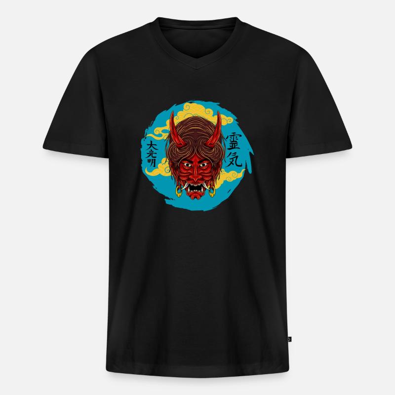 The Devil At Night - Männer Premium Bio T-Shirt mit V-Ausschnitt - Schwarz