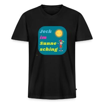 Jeck im Sunnesching Sonne Sonnenschein Köln Kölsch - Männer Premium Bio T-Shirt mit V-Ausschnitt - Schwarz - Vorne - Nico (187cm)