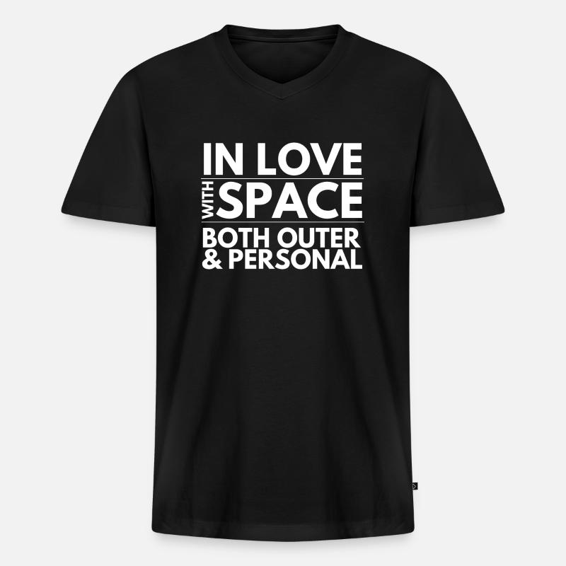 In Love with Space - Männer Premium Bio T-Shirt mit V-Ausschnitt - Schwarz