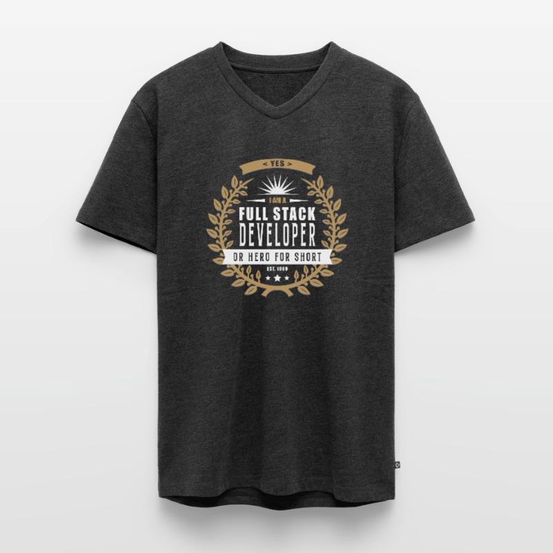 Full Stack Developer hell Männer Premium Bio T-Shirt mit V-Ausschnitt