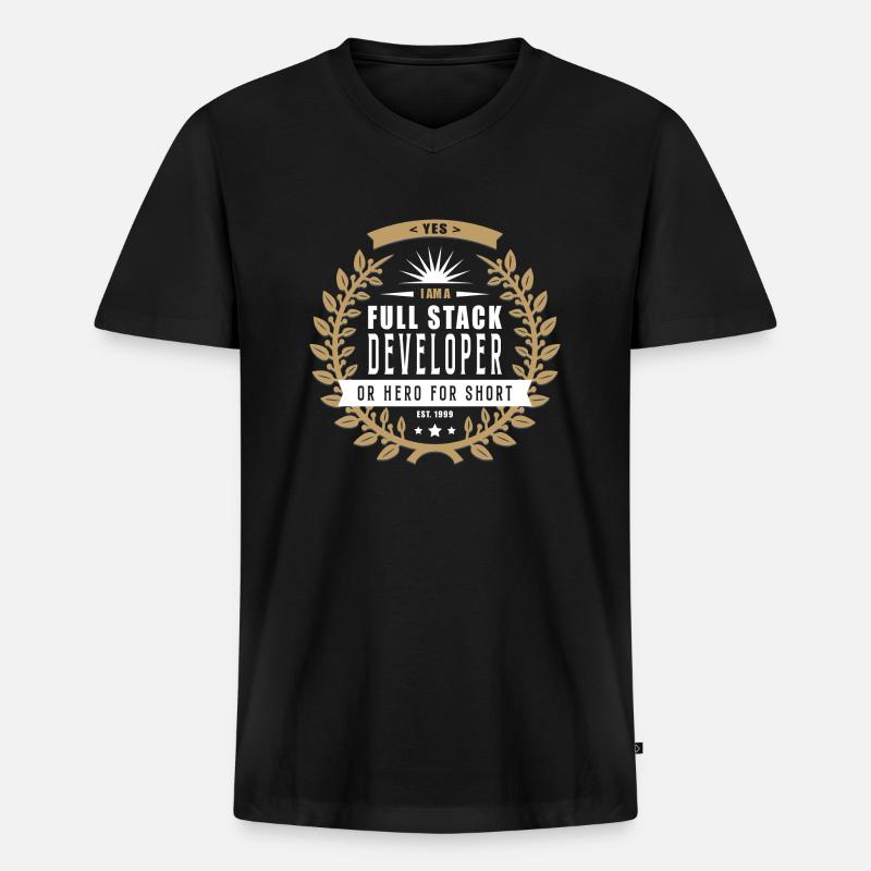 Full Stack Developer hell - Männer Premium Bio T-Shirt mit V-Ausschnitt - Schwarz