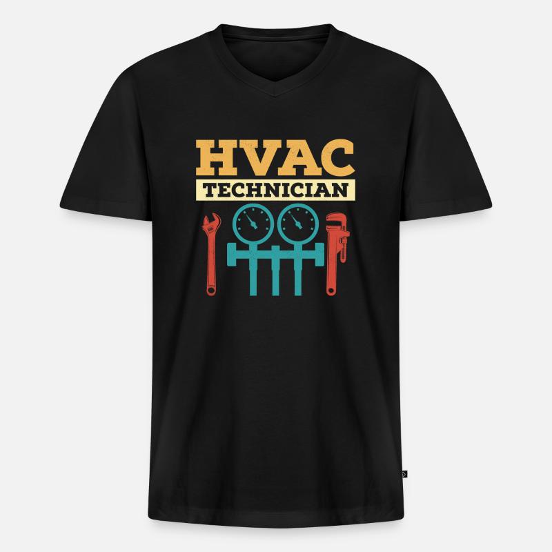 HVAC Technician AC Tech Installer - Männer Premium Bio T-Shirt mit V-Ausschnitt - Schwarz