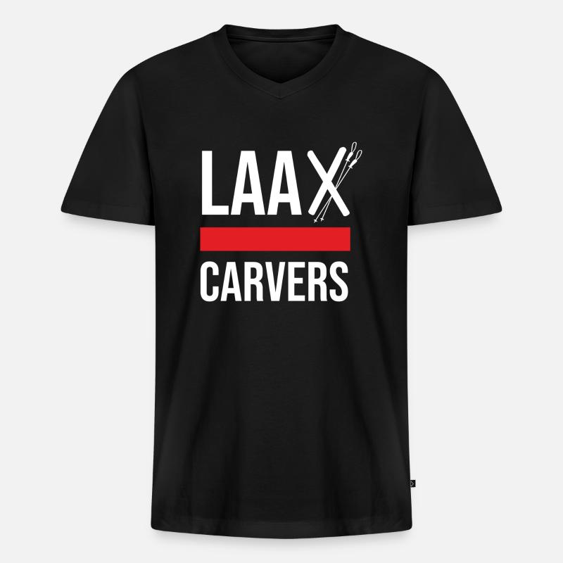 Laax Carvers - Männer Premium Bio T-Shirt mit V-Ausschnitt - Schwarz