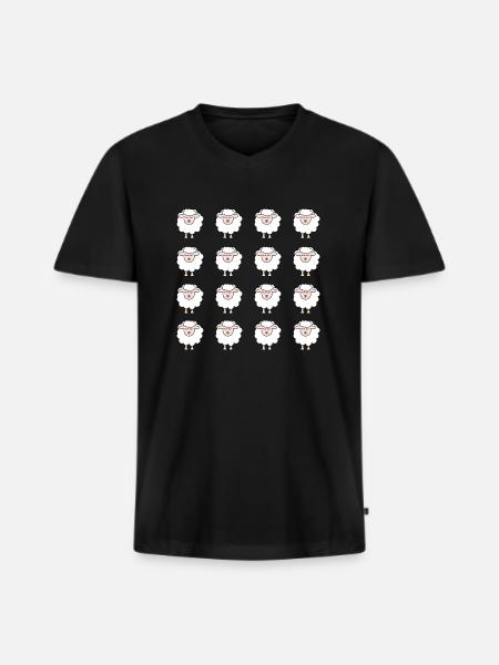 Mouton - T-shirt encolure en V Premium bio Homme - noir