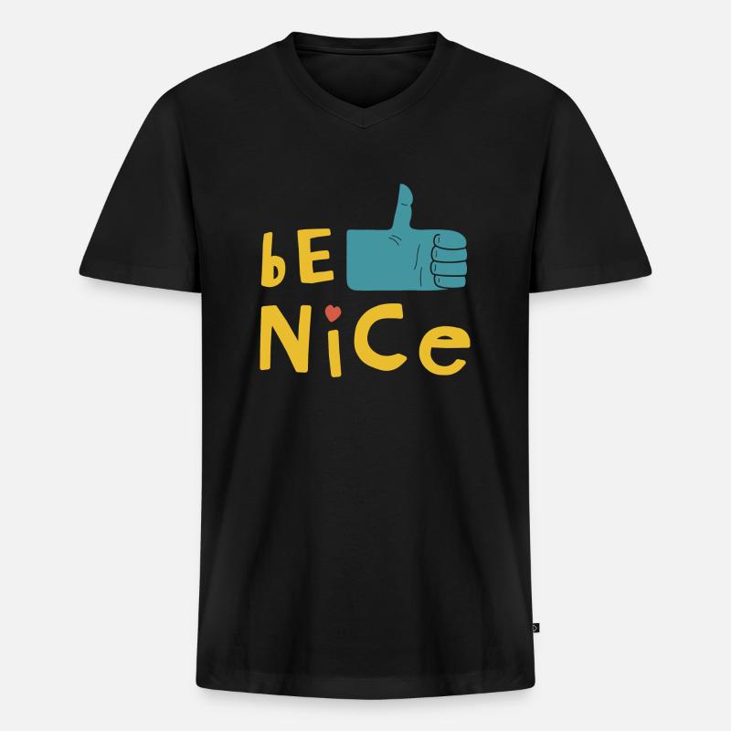 Sei nett - Männer Premium Bio T-Shirt mit V-Ausschnitt - Schwarz